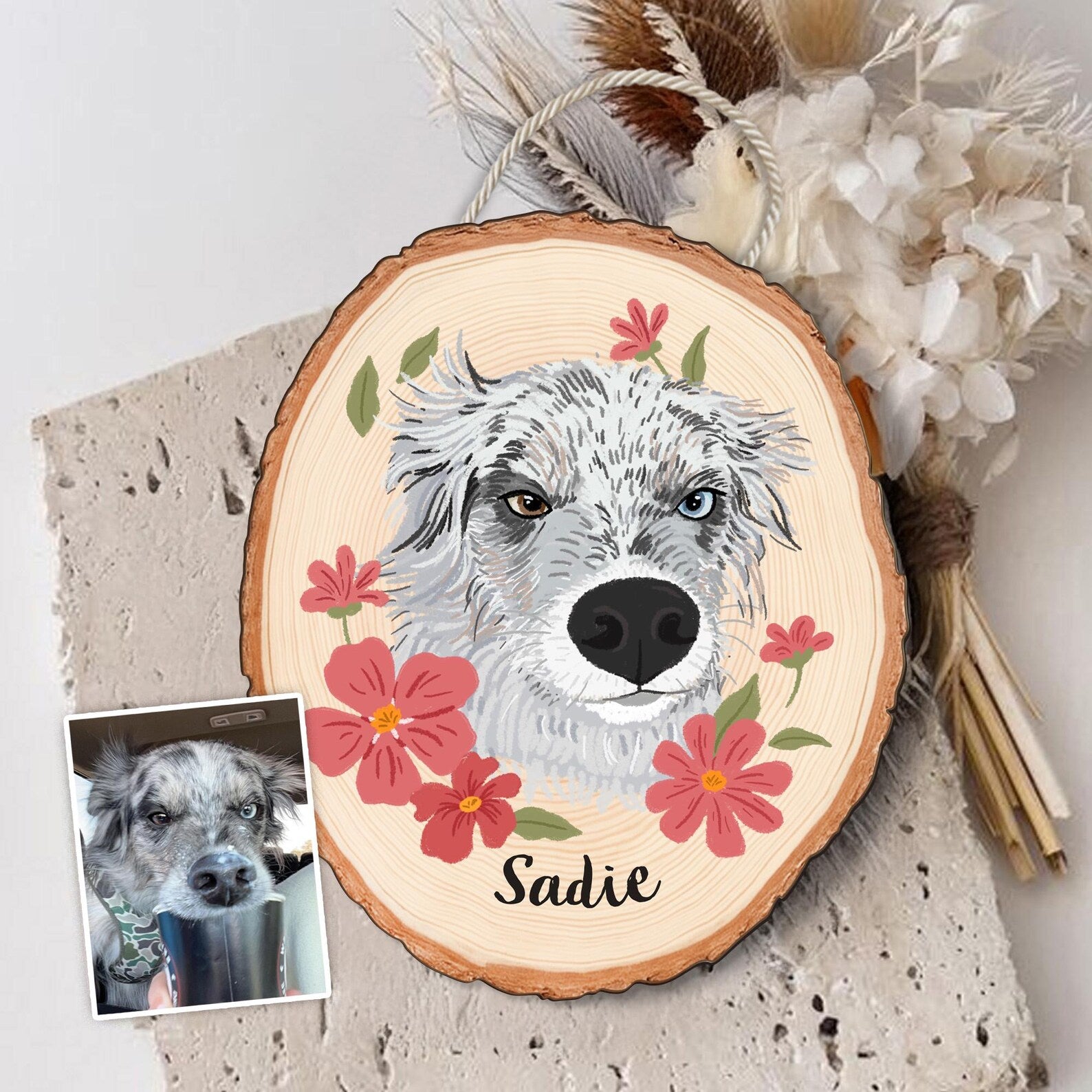 Personalized Pets Portrait Wooden Art, Custom Cat Memorial Gift, Dog Portrait Memorial Gift, Pet Loss Sympathy Gift, Gift for Pet Lovers. WHBILUMMIE3