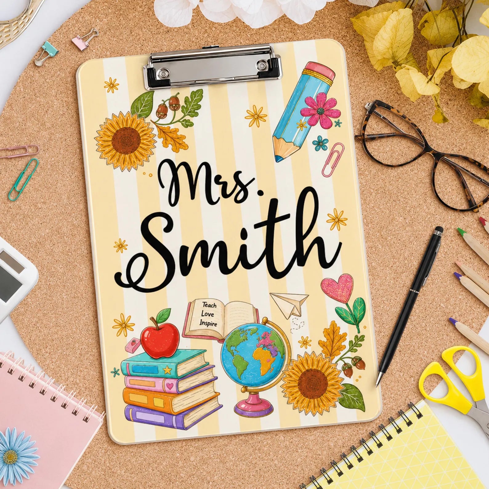 Custom Teacher Name Clipboard, Custom Teacher Appreciation Gift, Back To School Gift, New Teacher Gift, Gift From Kids, School Supplies. BTSBILUMIE6