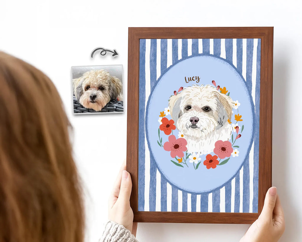 Custom Pet Portrait Poster, Custom Dog Portrait Using Photo, Pet Portrait Wall Art, Cat Portrait Gift, Pet Memorial Gift, Pet Lover Gift. PTBILUMIE3