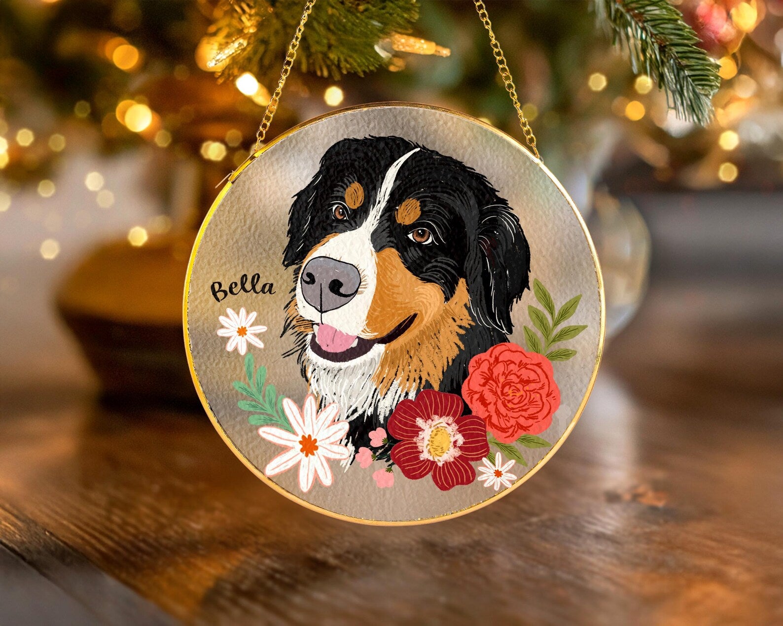 Custom Cat Portrait Glass Suncatcher with Gold Frame & Stand, Pet Memorial Gift, Cat Mom Gift, Loss Of Pet Sympathy Gift, Christmas Decor. SCCBILUMMIE34