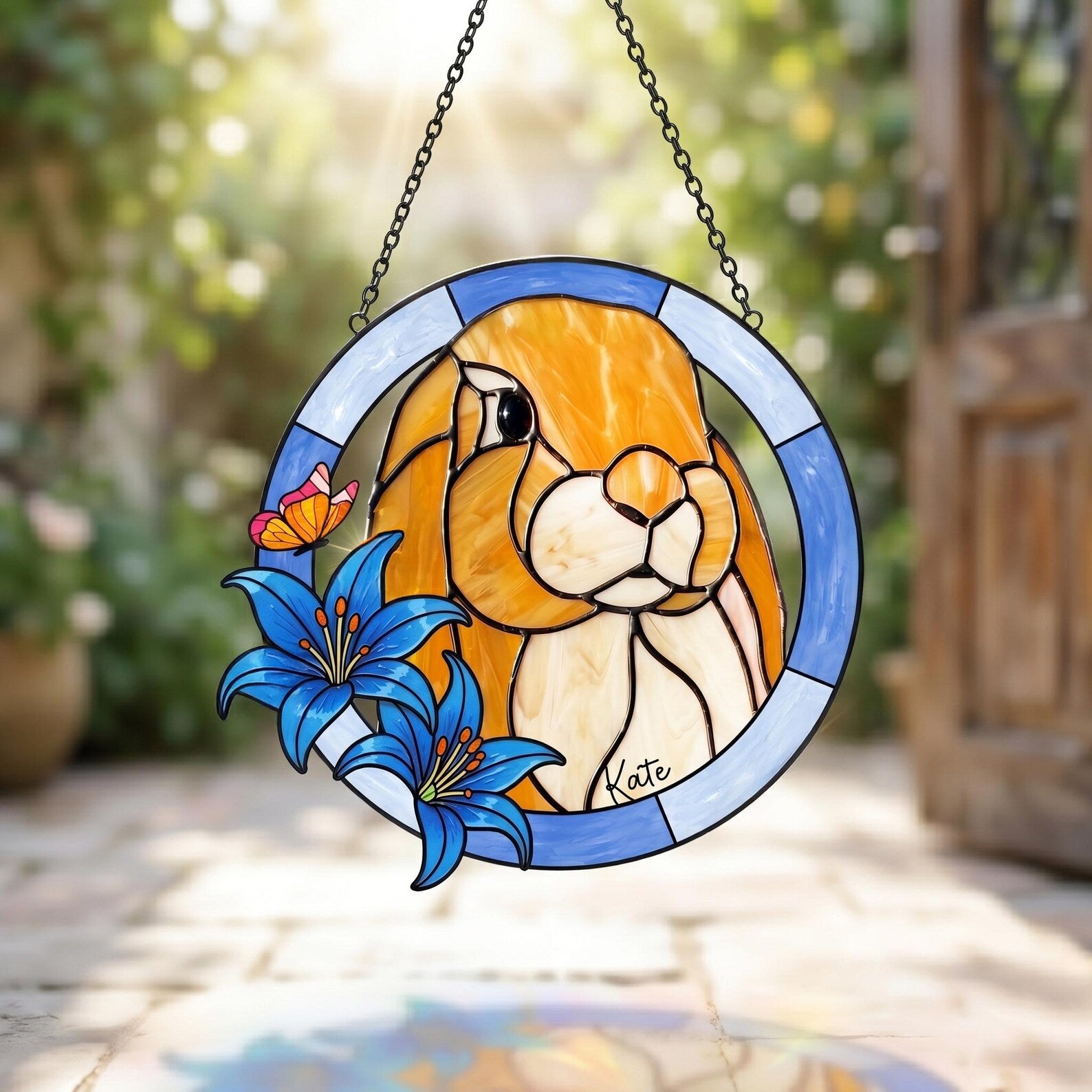 Personalized Dog Portrait Stained Glass Suncatcher, Pet Memorial Gift, Dog Photo Suncatcher, Dog Loss Keepsake, Pet Loss Sympathy Gift. SCCBILUMMIE51
