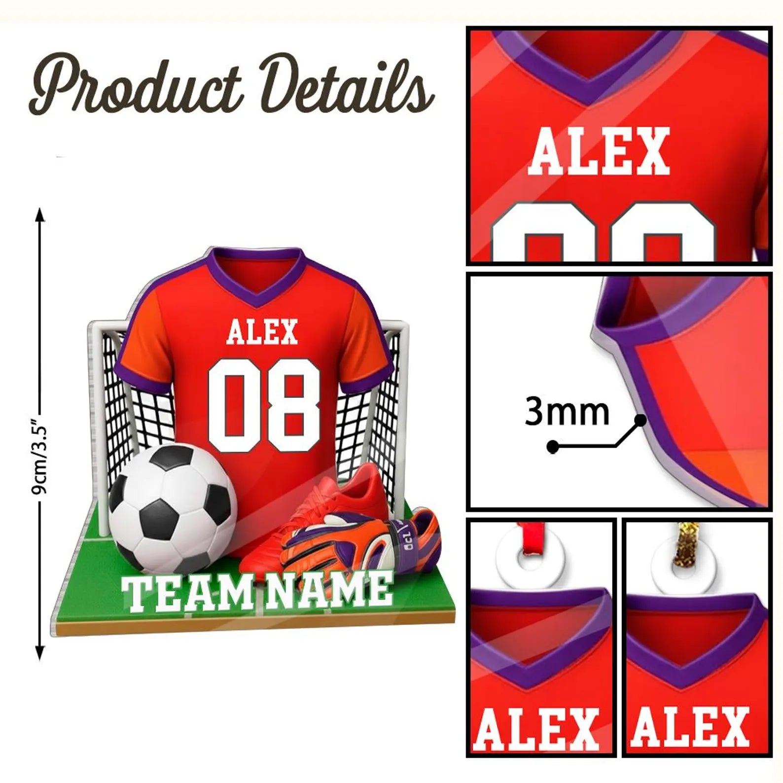 Personalized Soccer Player Ornament, Sport Christmas Ornament, Soccer Fan Gift, Soccer Team Gift, Soccer Coach Gift, Team Christmas Gifts. COBILUMIE70