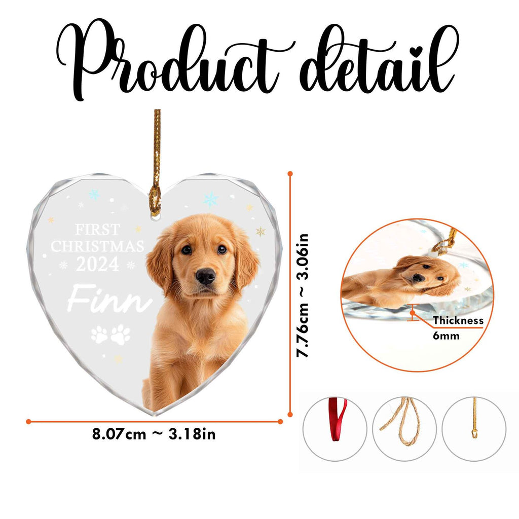 Personalized Dog Photo Glass Ornament, Dog Christmas Gift, Pet Picture Ornament, Dog Lovers Gift, Pet Christmas Gift, Christmas Decoration. COBILUMIE66