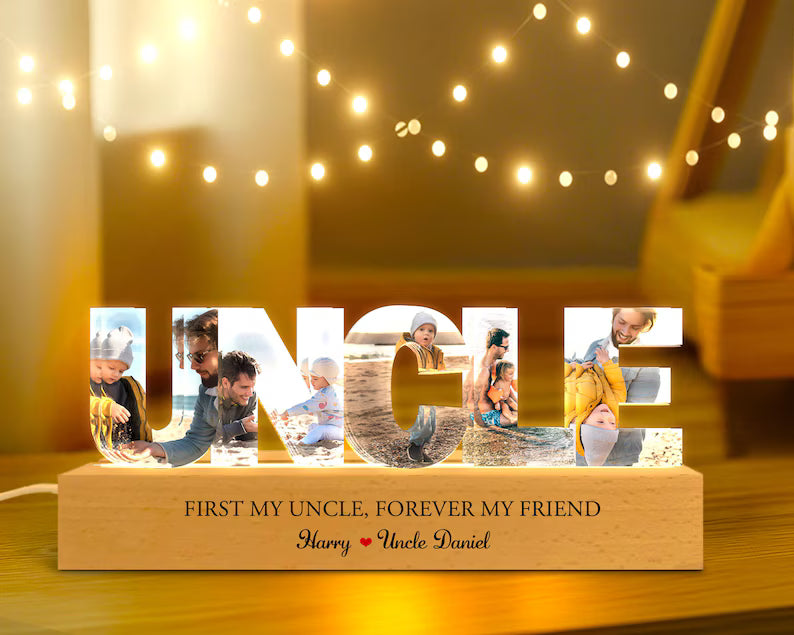 Personalized Uncle Photo Collage Night Light, Family Photo Gift, New Uncle Gift, Uncle Birthday Gift, Gift for Uncle, Gift For Him NLFRBILUMIE29