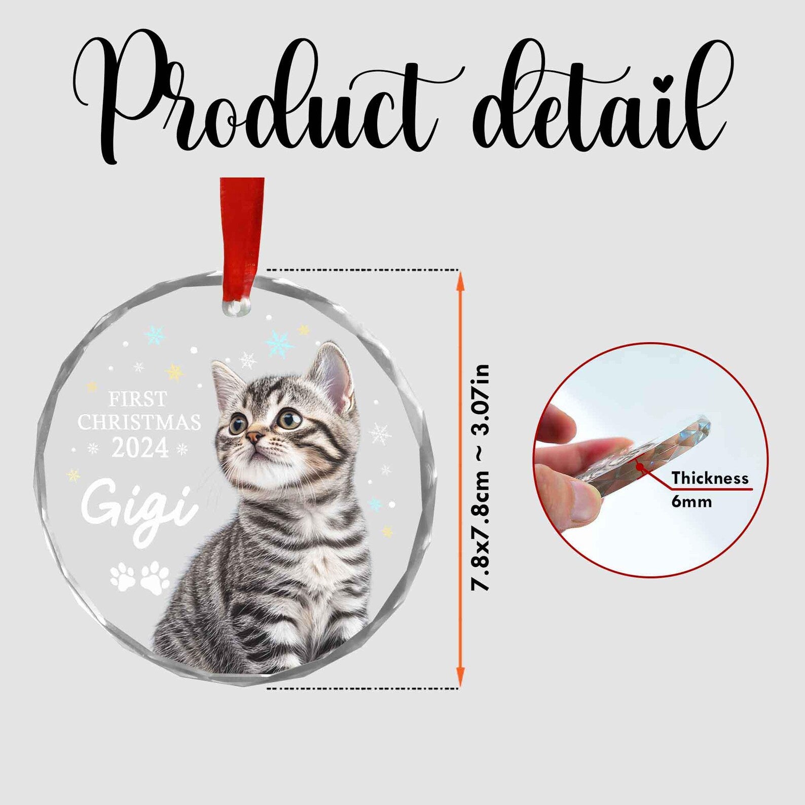 Personalized Dog Photo Glass Ornament, Dog Christmas Gift, Pet Picture Ornament, Dog Lovers Gift, Pet Christmas Gift, Christmas Decoration. COBILUMIE66