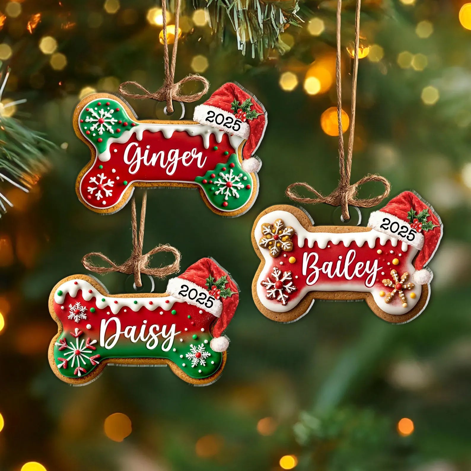 Custom Dog Bone Gingerbread Christmas Ornament, Custom Dog Ornament, Pet Ornament, Dog Lover Gift, New Dog Ornament, Christmas Decor. COBILUMIE3