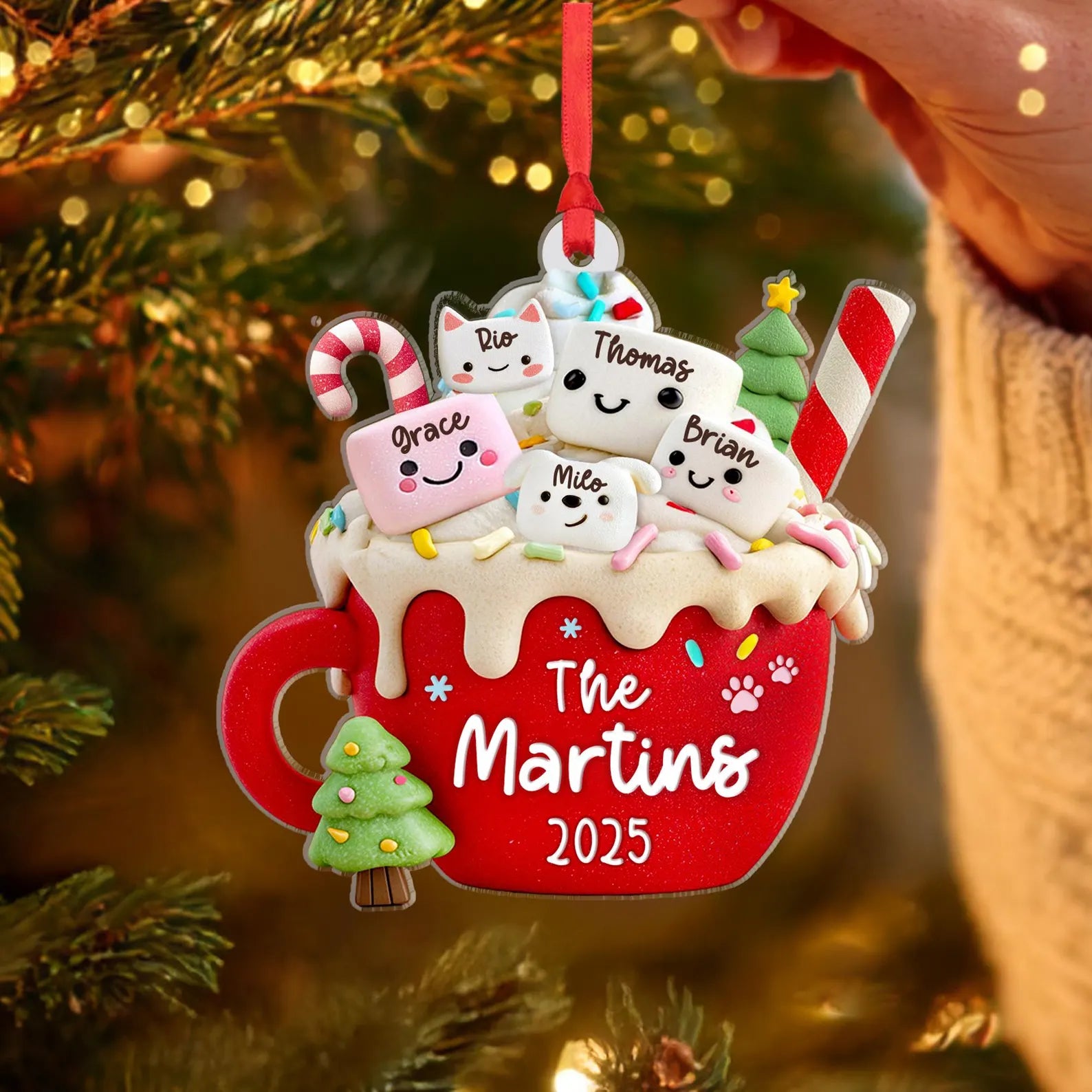 Custom Marshmallows Family Ornament, Custom Family With Pet Christmas Ornament, Family Christmas Gift, Holiday Keepsake, Christmas Decor. COBILUMIE30