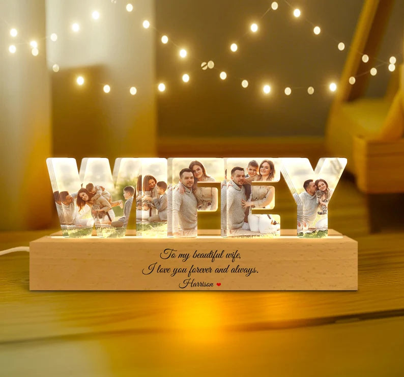 Personalized Wifey Photo Collage Light, Family Photo Gift, Anniversary Gift, Gift For Wife, Wedding Gift, Gift For Couple, Christmas Gifts NLFRBILUMIE25