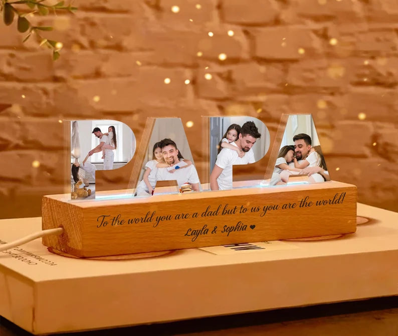 Personalized Dad Photo Collage Acrylic Night Light, Custom Dad Photo Gift, Father's Day Gift, Gift for Dad, Dad Gift From Kids. FDBILUMIE7