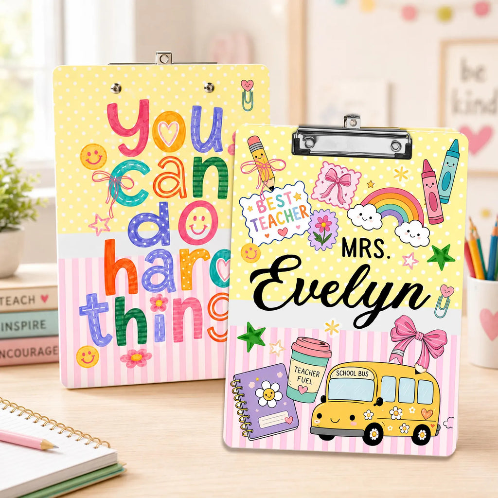 Personalized Teacher Name Clipboard, Custom Motivational Teacher Appreciation Gift, Back To School Gift, Best Teacher Gift, School Supplies. BTSBILUMIE7
