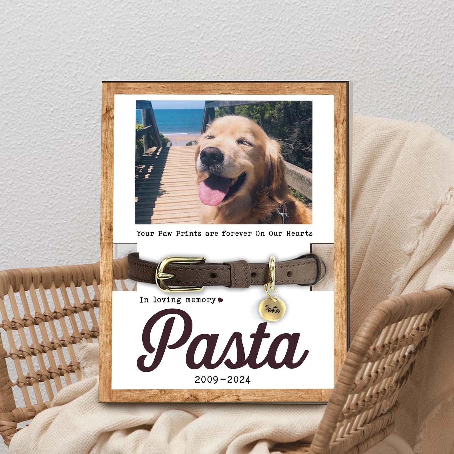 Personalized Memorial Pet Collar Sign, Custom Dog Memorial Frame, Pet Memorial Gift, Dog Loss Gift, Pet Loss Sympathy Gift, Pet Gifts. PTBILUMIE8