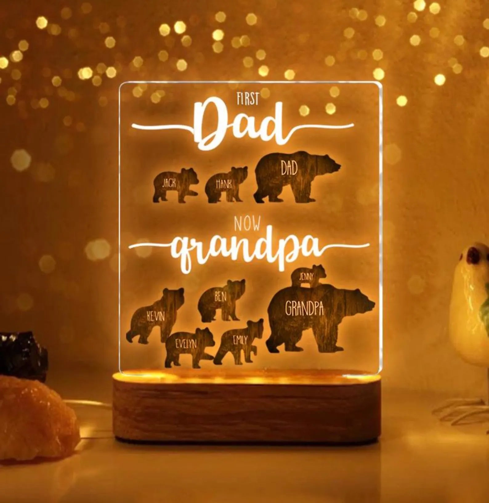 Personalized Papa Bear Gift, First Dad Now Grandpa Night Light, Custom Father's Day Gift, Gift For Dad, Gift For Grandpa, New Grandpa Gift. FDBILUMIE14