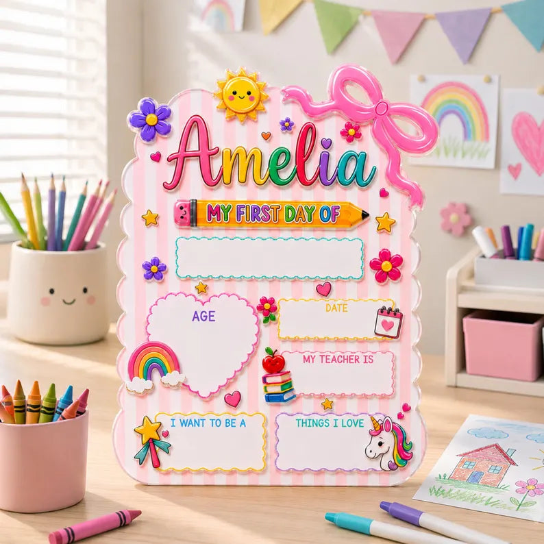 Custom First Day Of School Sign, Custom Back To School Board, Reusable School Sign, Preschool Kindergarten Sign, 1st Day of School Gift. DEBBILIMIE2