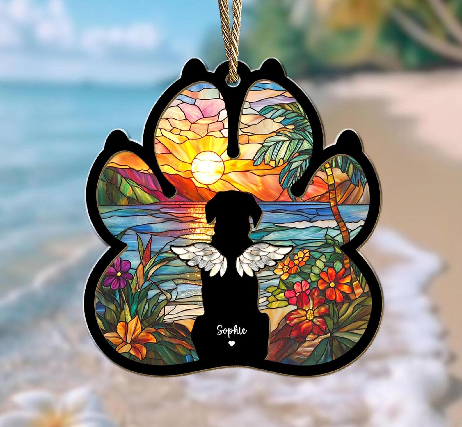 Custom Dog Memorial Suncatcher, Custom Pet Memorial Suncatcher, Loss of Dog Suncatcher Gift, Dog Remembrance Gift, Gift For Dog Lovers. SCCBILUMMIE14