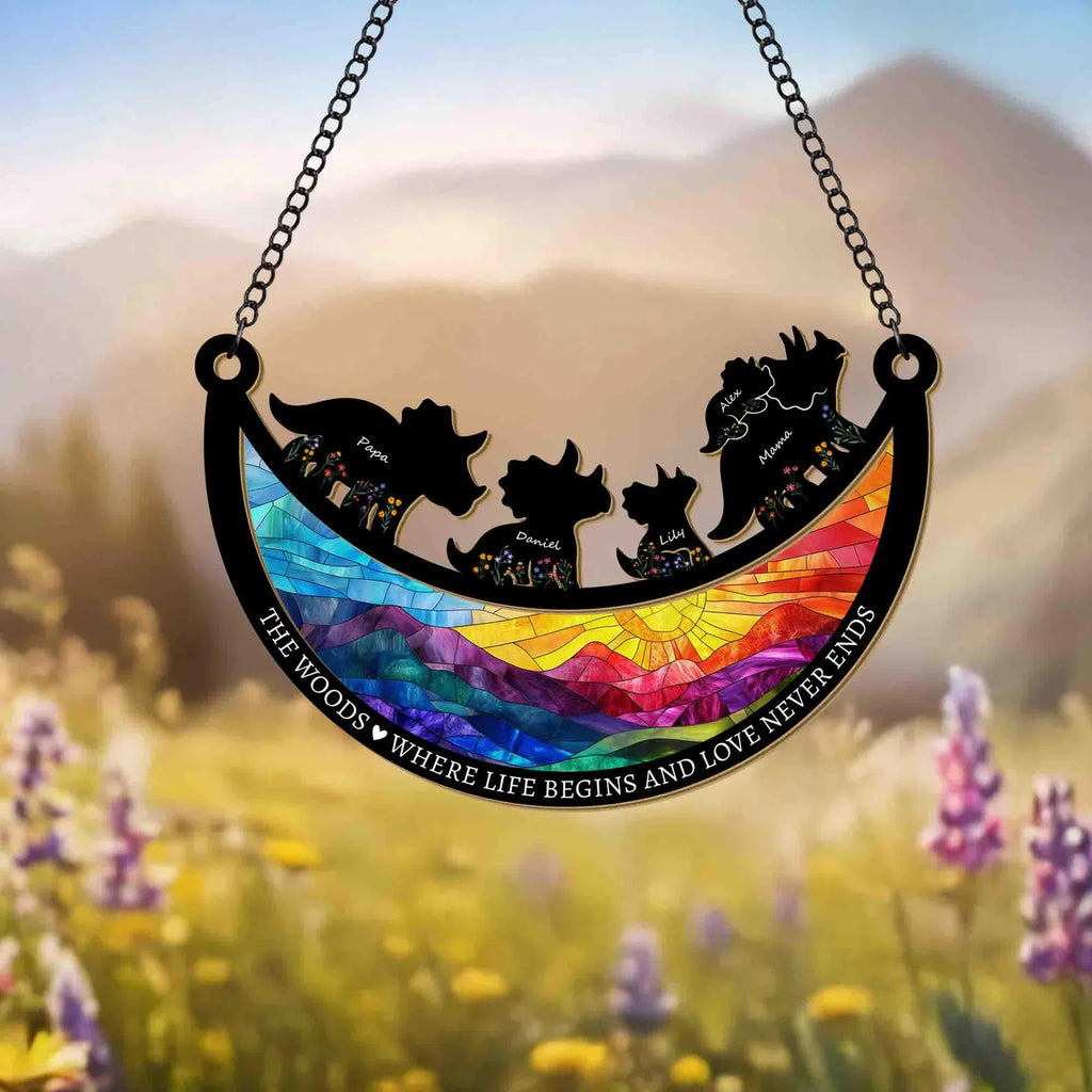 Custom Mama Saurus Dinosaur Suncatcher, Custom Mother’s Day Gift for Mom Grandma, Dinosaur Family Gift, Gift From Kids, Window Hanging. MDBILUMIE7