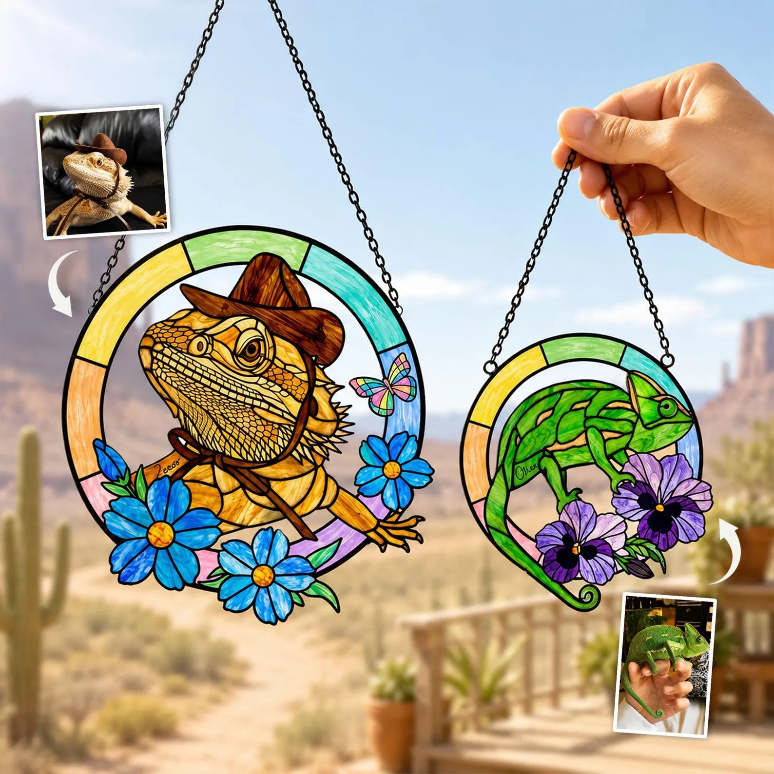 Custom Bearded Dragon Memorial Glass Suncatcher, Funny Lizard Gift, Reptile Lover Gift, Pet Memorial Gift, Loss Of Pet Gift, Window Hanging. SCCBILUMMIE31