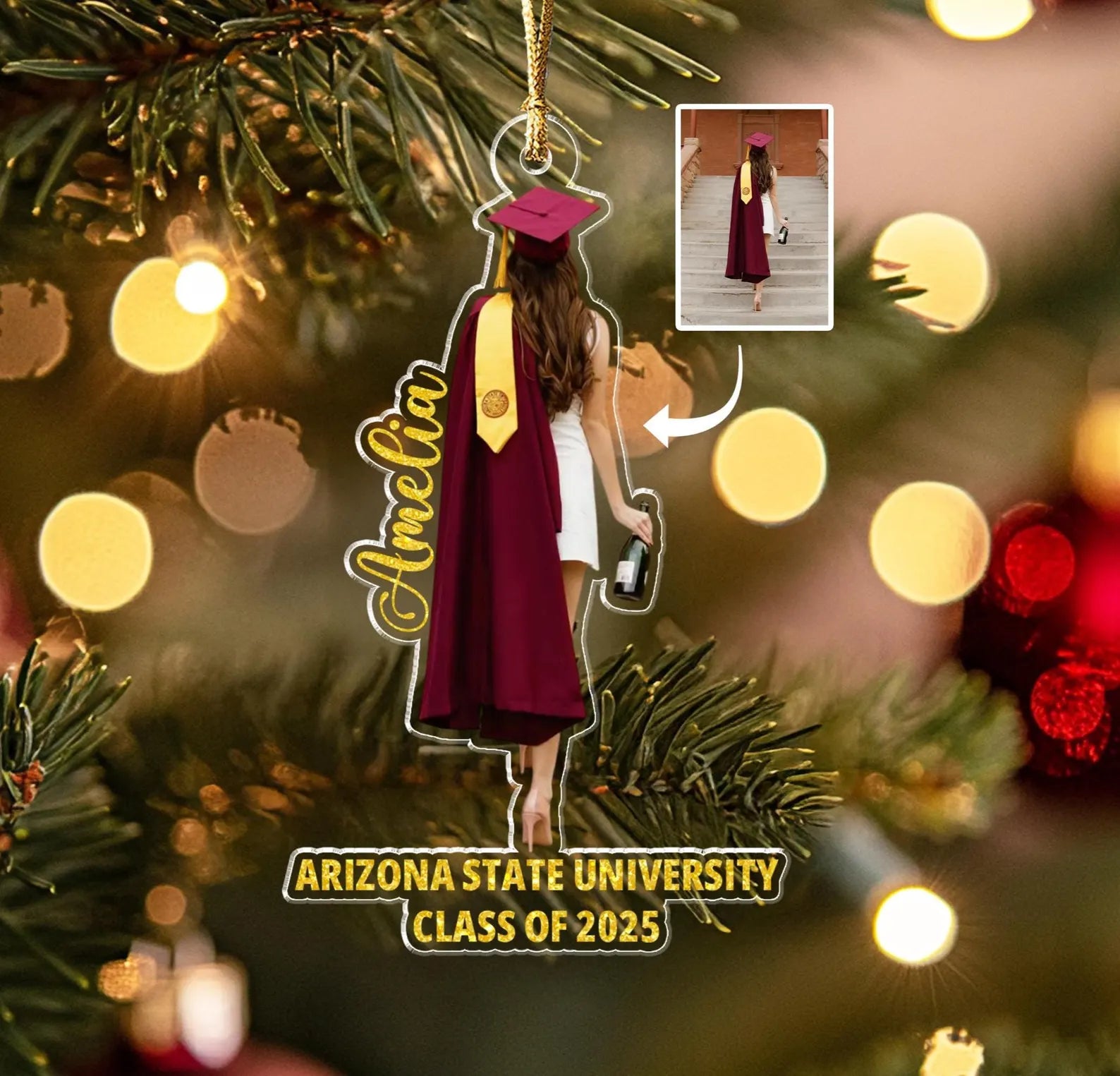 Custom Graduation Photo Ornament, Class of 2027 Ornament, High School Graduation Gift For Daughter, College Graduated Gift, Gift For Her. GDFDBILUMIE6