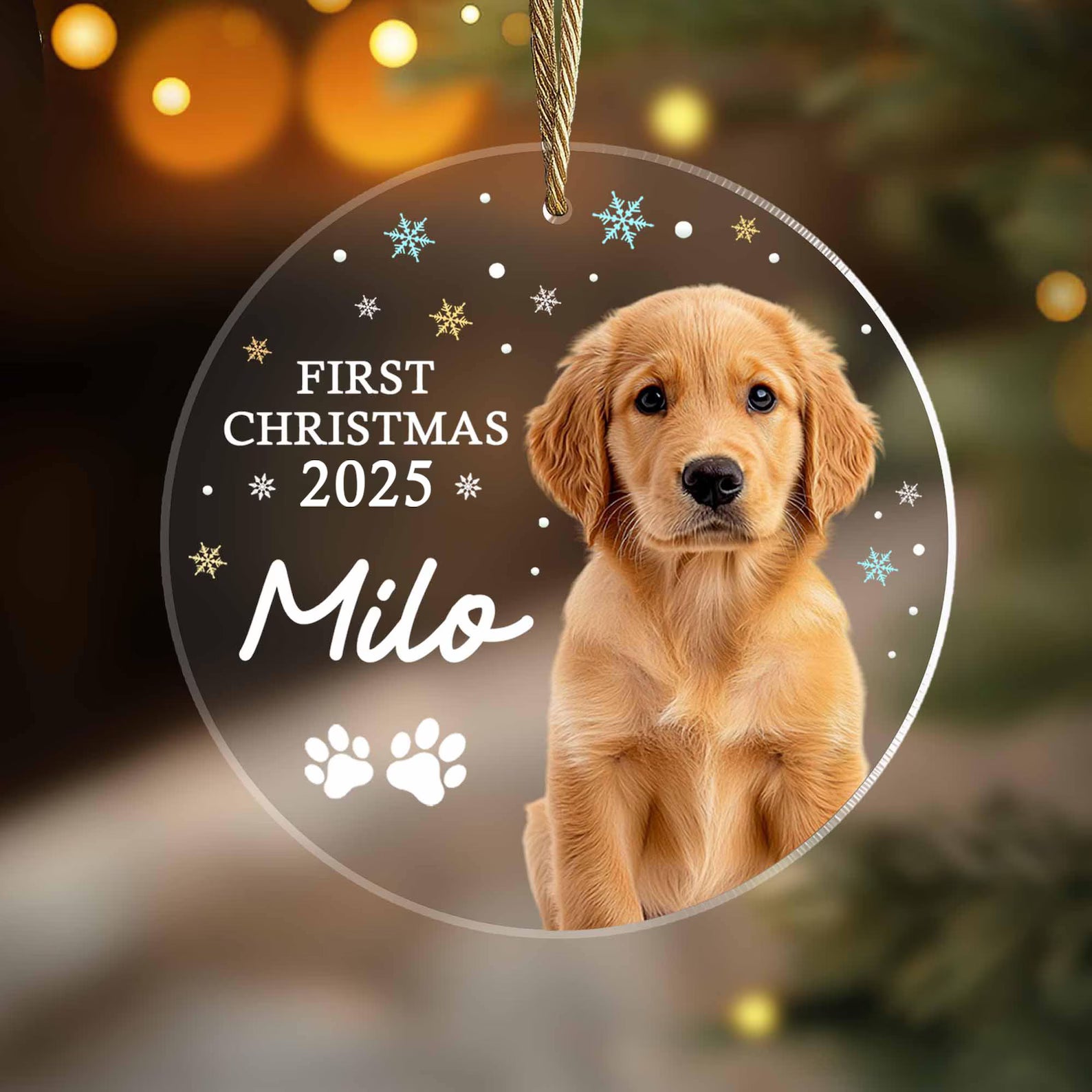 Personalized Pet First Christmas Ornament, Custom Pet Photo Ornament, Dog Christmas Ornament, Cat Christmas Gift, Christmas Decoration. COBILUMIE31