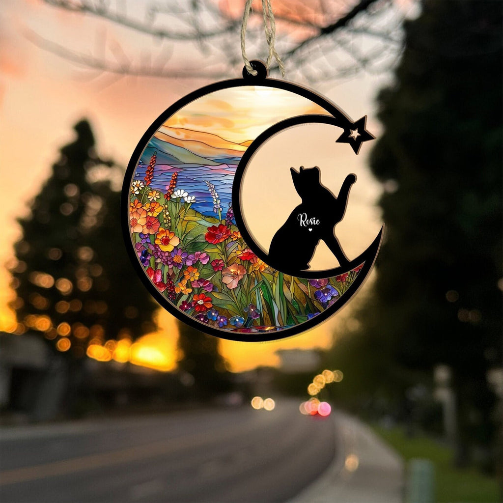 Personalized Cat Memorial Suncatcher, Cat Lover Gift, Cat Memorial Gift, Loss of Cats Gift, Cat Sympathy Gift, Pet Suncatcher. SCCBILUMMIE16