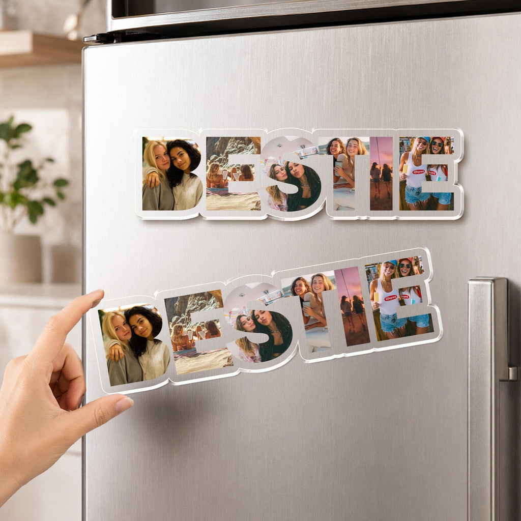 Custom Bestie Photo Collage Fridge Magnet, Custom Best Friend Birthday Gift, Gift For Sister, Soul Sister Gift, BFF Gift, Gift For Her. MDBILUMIE9