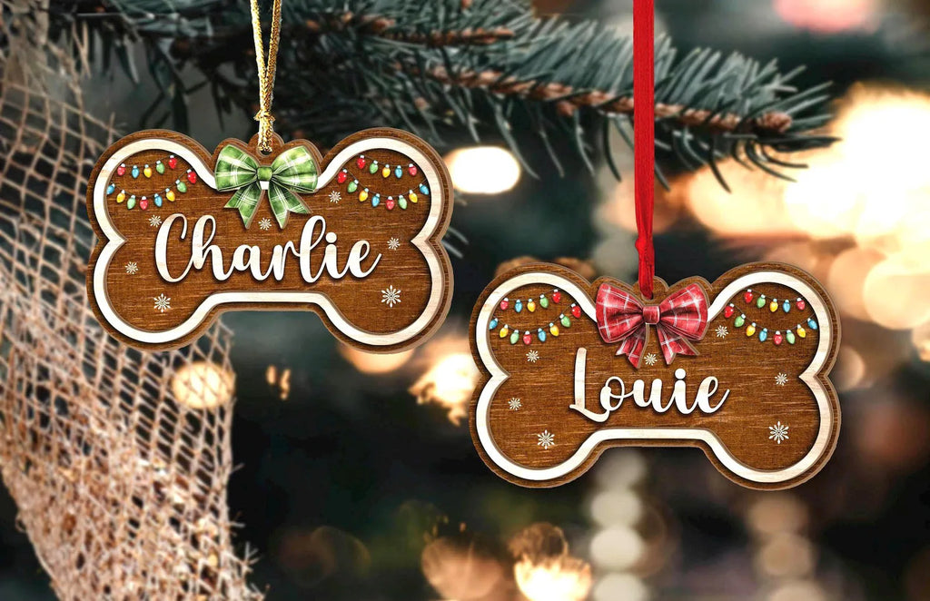 Custom Dog Bone Christmas Ornament, Dog's First Christmas Ornament, Pet Ornament, Dog Christmas Gift, Pet Christmas Gift, Christmas Decor. COBILUMIE18