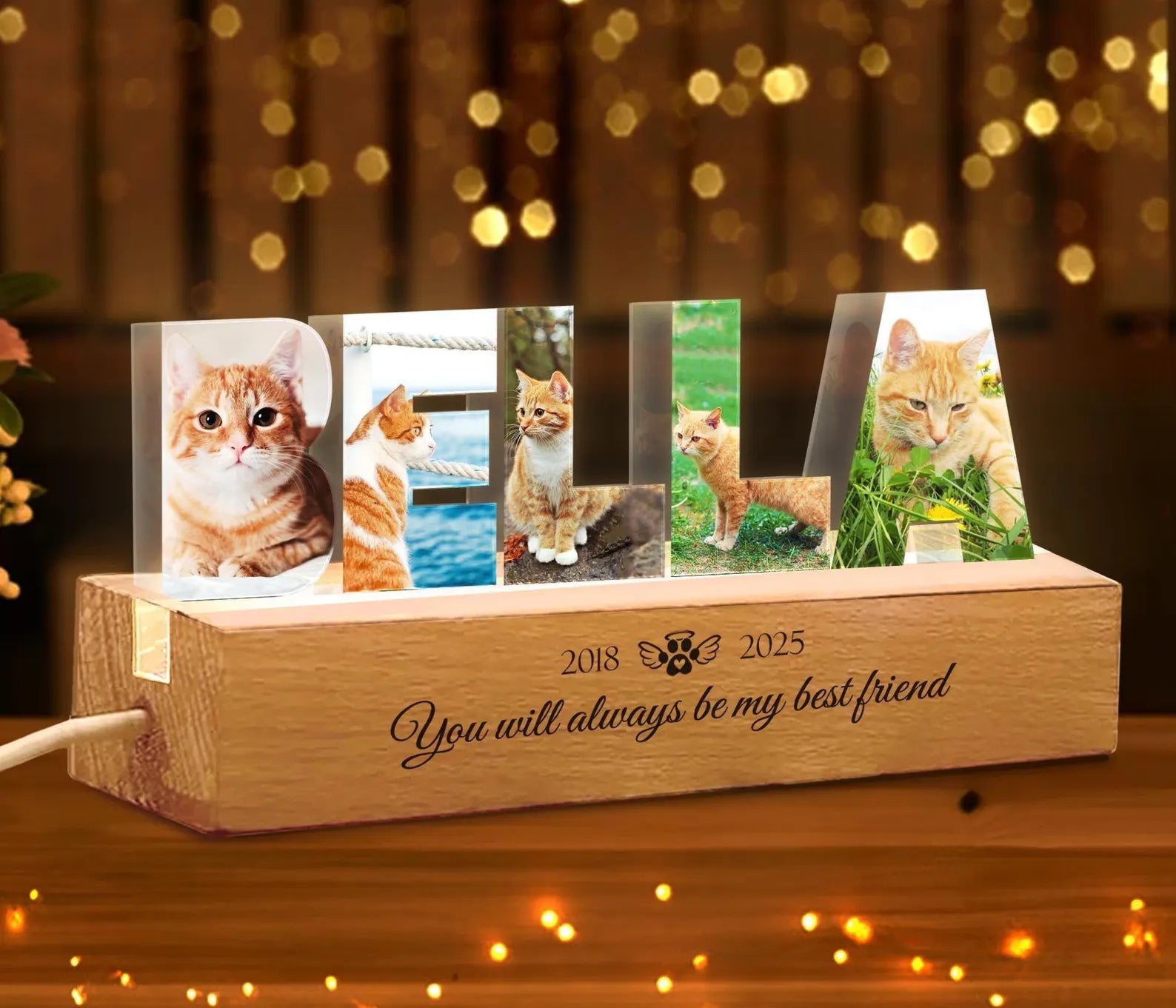 Custom Cat Memorial Night Light, Custom Pet Photo Collage Night Light, Pet Memorial Gift, Loss Of Cat Sympathy Gift, Cat Loss Gift. MGBILUMIE7