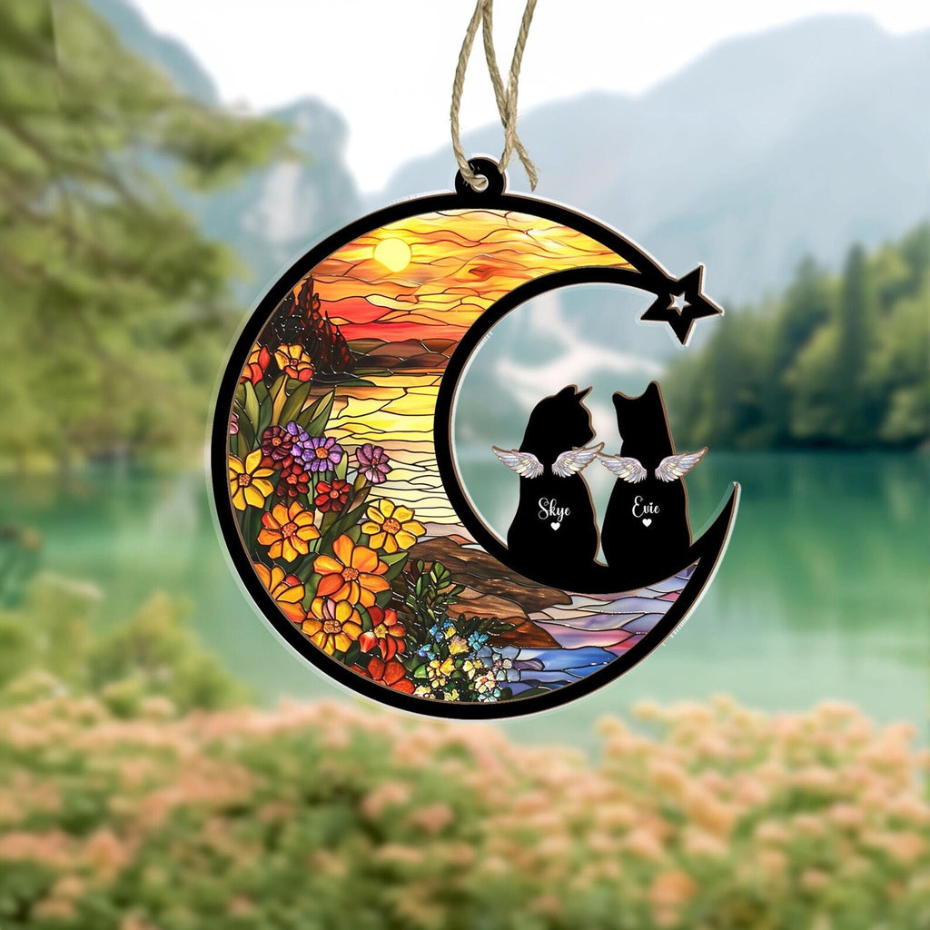 Personalized Cats Loss Suncatcher, Custom Pet Memorial Gift, Cat Memorial Suncatcher, Pet Loss Gift, Pet Sympathy Gift, Pet Remembrance Gift. SCCBILUMMIE19