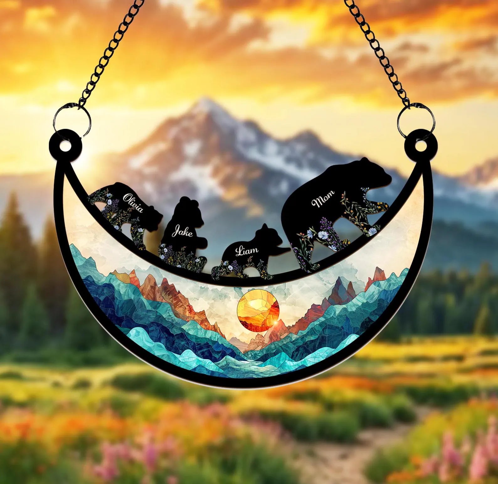 Custom Mama Bear Suncatcher, Custom Bear Family Suncatcher, Gift For Mom, Bear Gifts, Mothers Day Gift, Mom Birthday Gift, Window Hanging. MDBILUMIE1