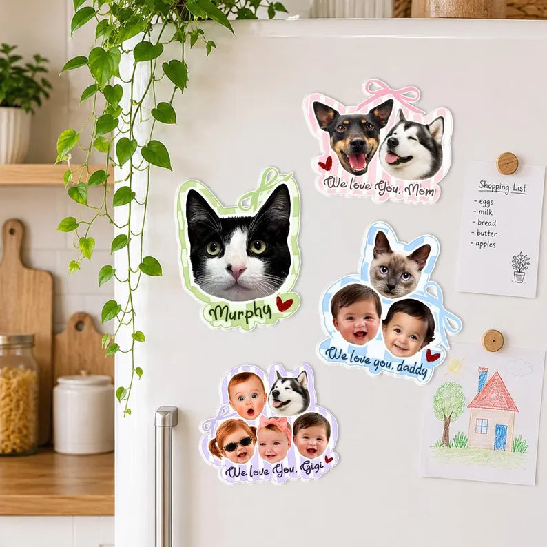 Custom Face Photo Fridge Magnet, Custom Pet Portrait Gift, Personalized Baby Face Magnet, Gift For Dad, Mom Birthday Gift, Grandma Gift. PMBILUMIE3