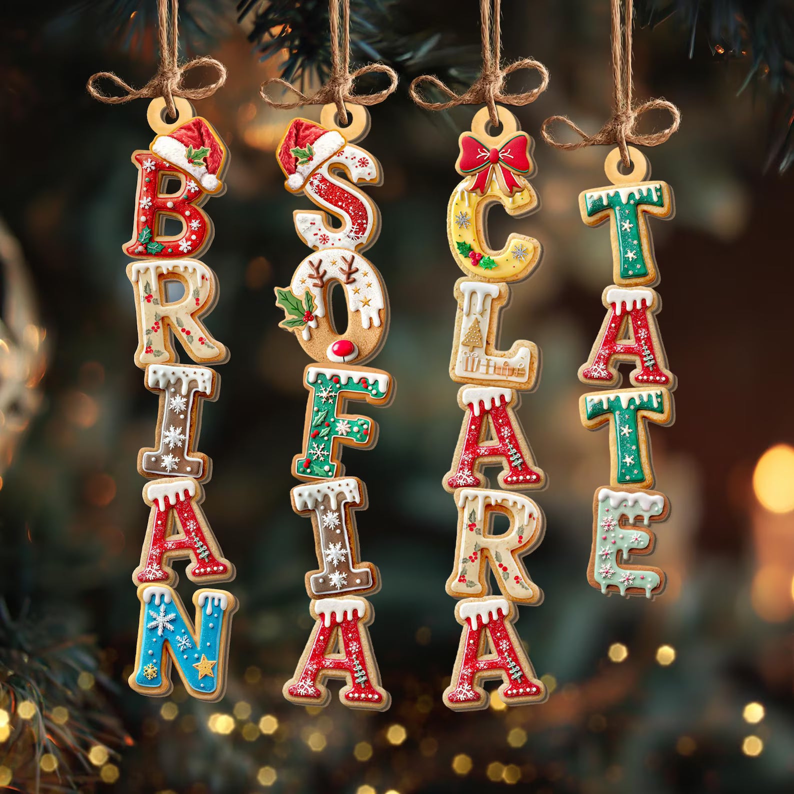 Custom Gingerbread Letter Ornament, Custom Gingerbread Cookie Alphabet, Kids Name Ornament, Christmas Stocking Tag, Kids Christmas Gift. COBILUMIE78