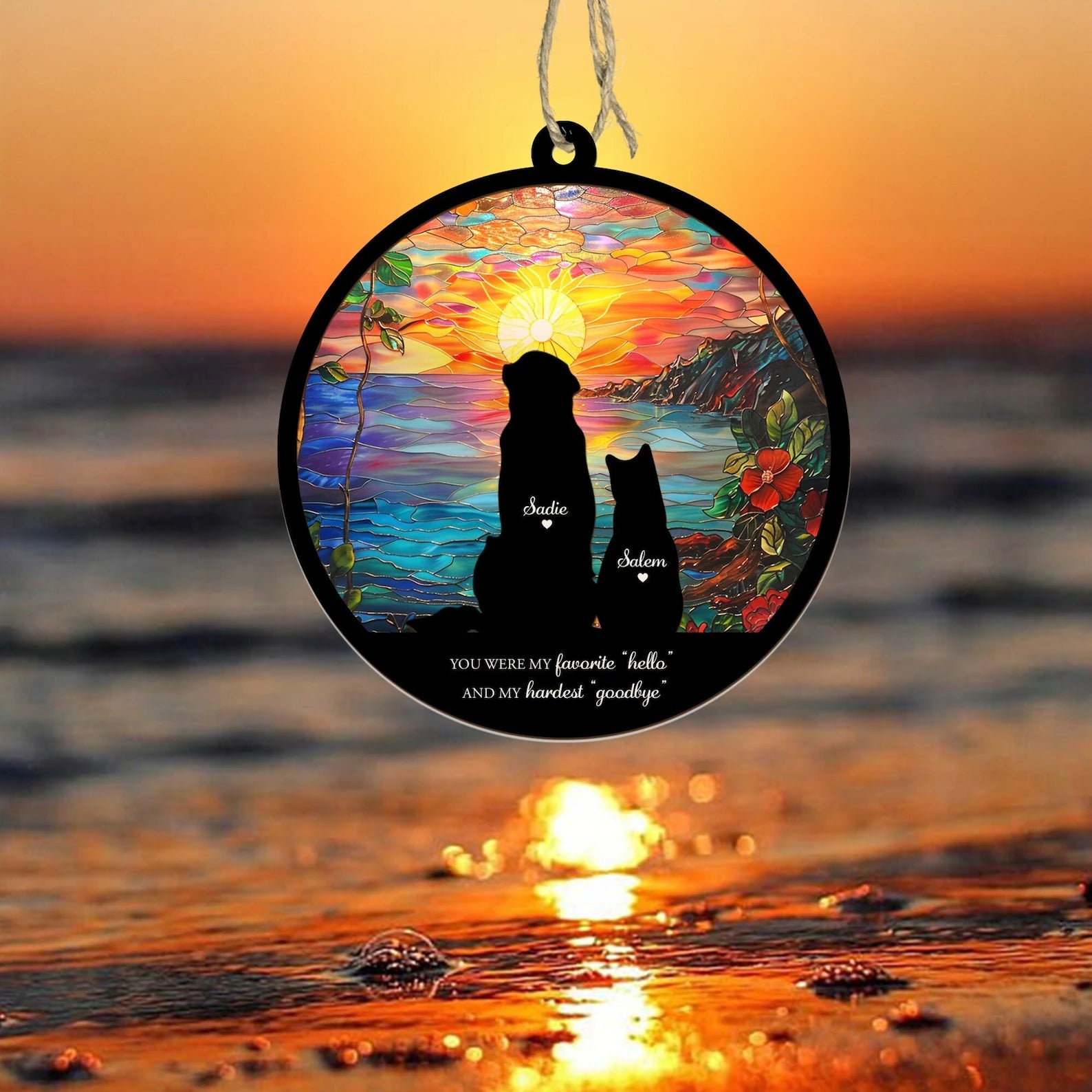 Personalized Loss Of Pet Sympathy Gift, Custom Pet Memorial Suncatcher, Pet Loss Gift, Pet Memorial Gift, Dog Sympathy Gift, Pet Suncatcher. SCCBILUMMIE40
