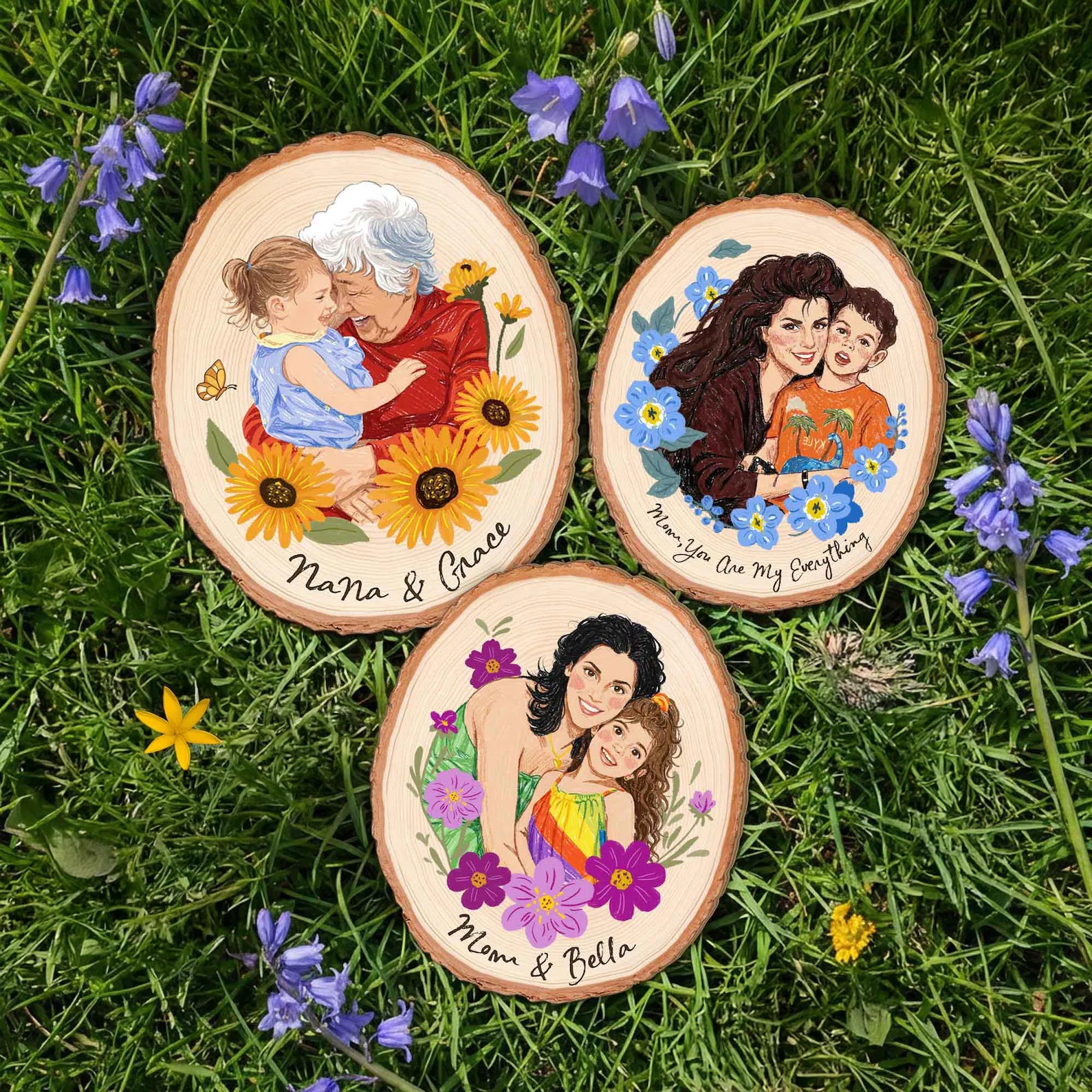 Custom Mom Portrait Wooden Hanging, Custom Family Portrait From Photo, Mother's Day Gift For Mom, Grandma Gift, 1st Mother's Day Gift. MDBILUMIE14