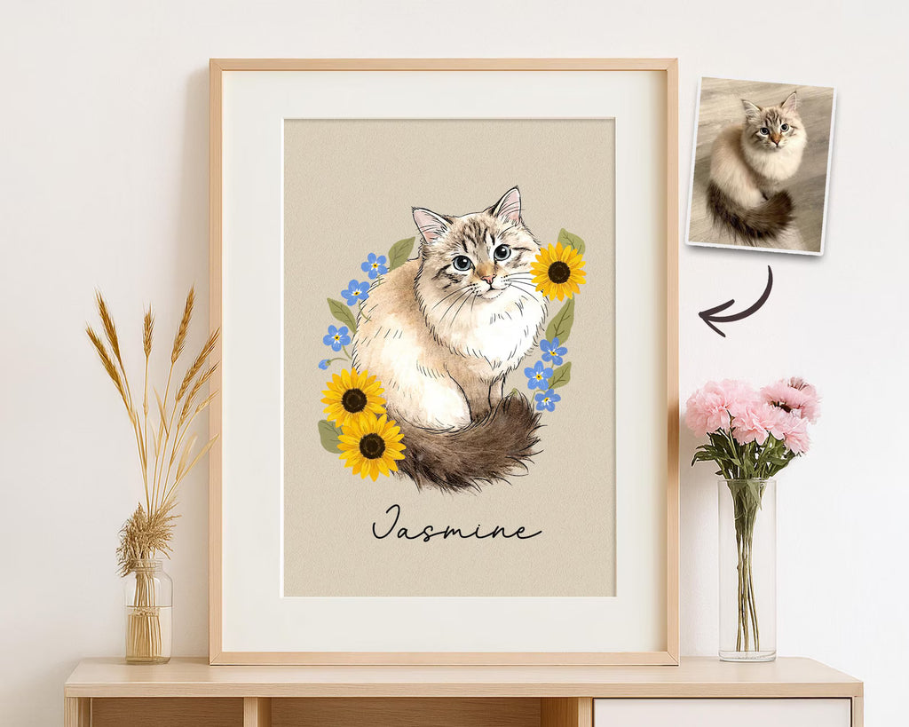 Custom Pet Portrait From Photo Poster, Custom Dog Portrait Poster, Pet Portrait Art, Pet Memorial Gift, Dog Mom Gift, Pet Lover Gift. PTBILUMIE1