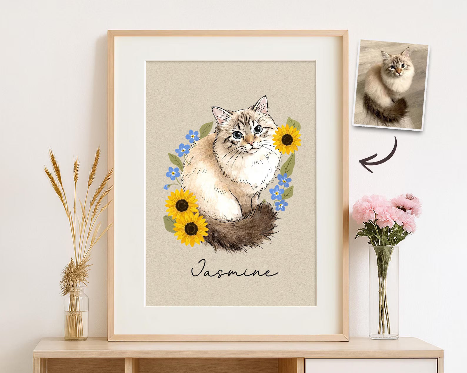 Custom Pet Portrait From Photo Poster, Custom Dog Portrait Poster, Pet Portrait Art, Pet Memorial Gift, Dog Mom Gift, Pet Lover Gift. PTBILUMIE1