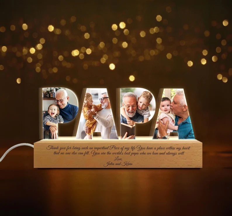 Custom Grandpa Photo Collage Light, Papa Night Light, Family Photo Gift, Gift For Grandpa, Gift For Papa, Christmas Gift From Grandkids. FDBILUMIE10