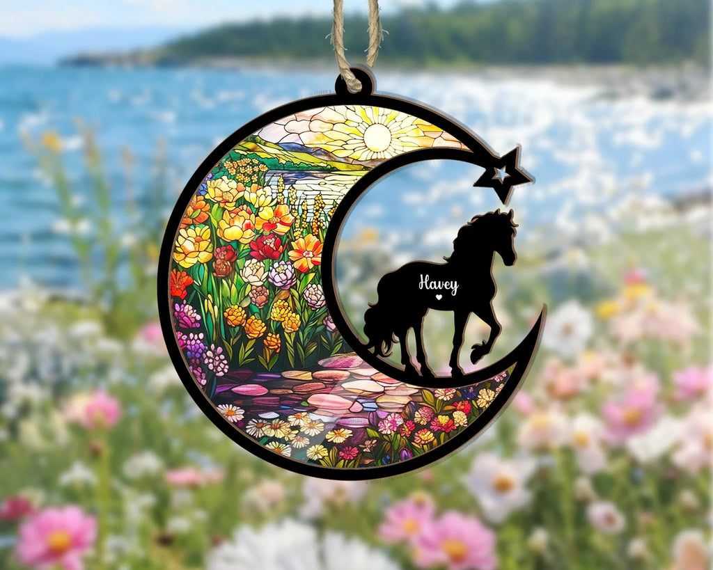 Personalized Horse Memorial Suncatcher, Pet Memorial Gift, Horse Window Hangings, Horse Loss Gift, Horse Lover Gift, Animal Suncatcher. SCCBILUMMIE18