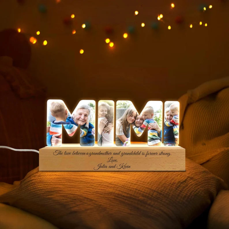 Custom Grandma Photo Collage Light, Mimi Night Light, Family Photo Gift, Gift For Grandma, Gift For Mimi, Gift From Grandkids. NLFRBILUMIE18