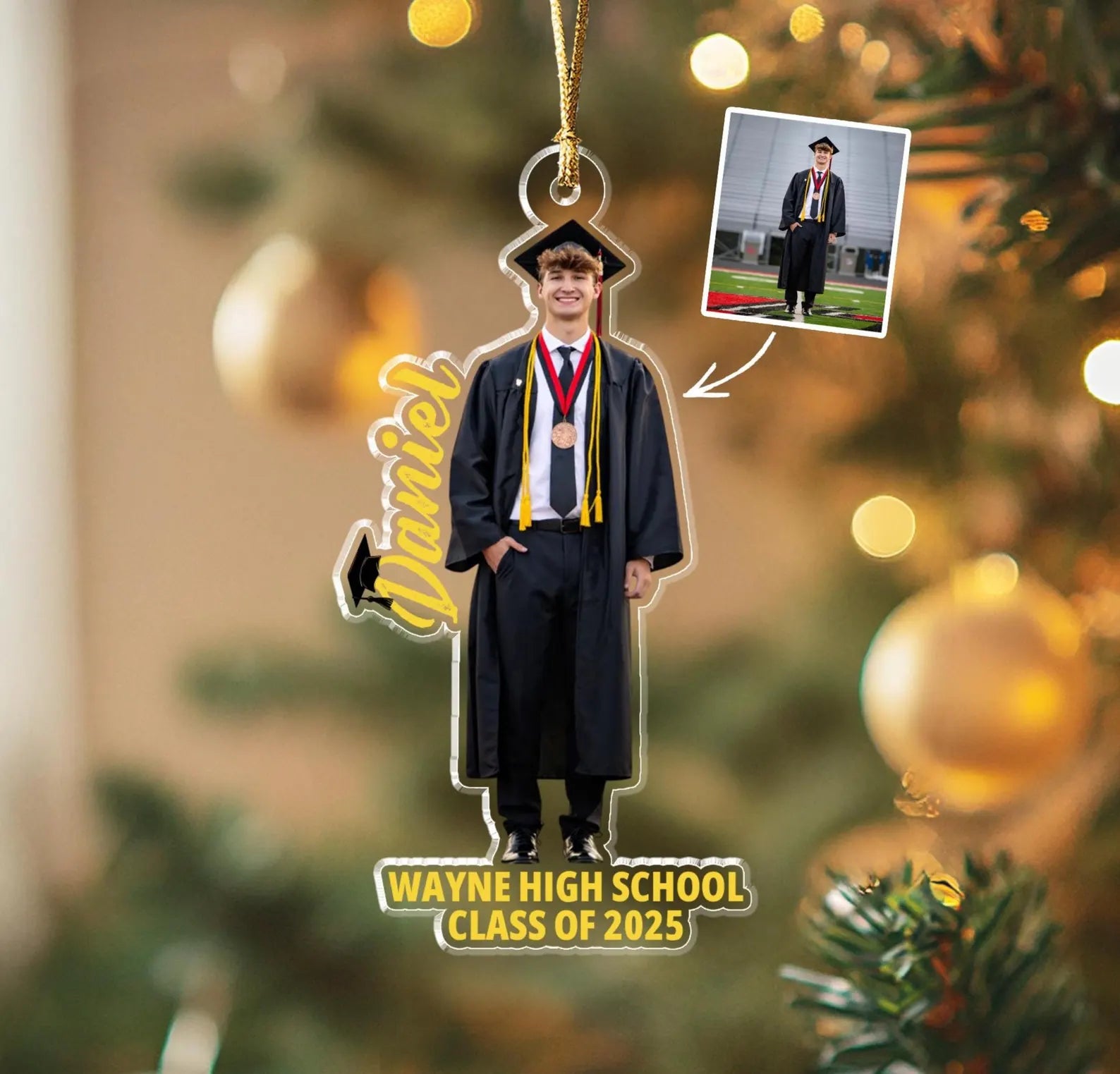 Personalized Graduation Photo Ornament, Graduation Gift For Him, Class Of 2027 Gift, High School Graduation Gift, College Graduated Gift. GDFDBILUMIE5