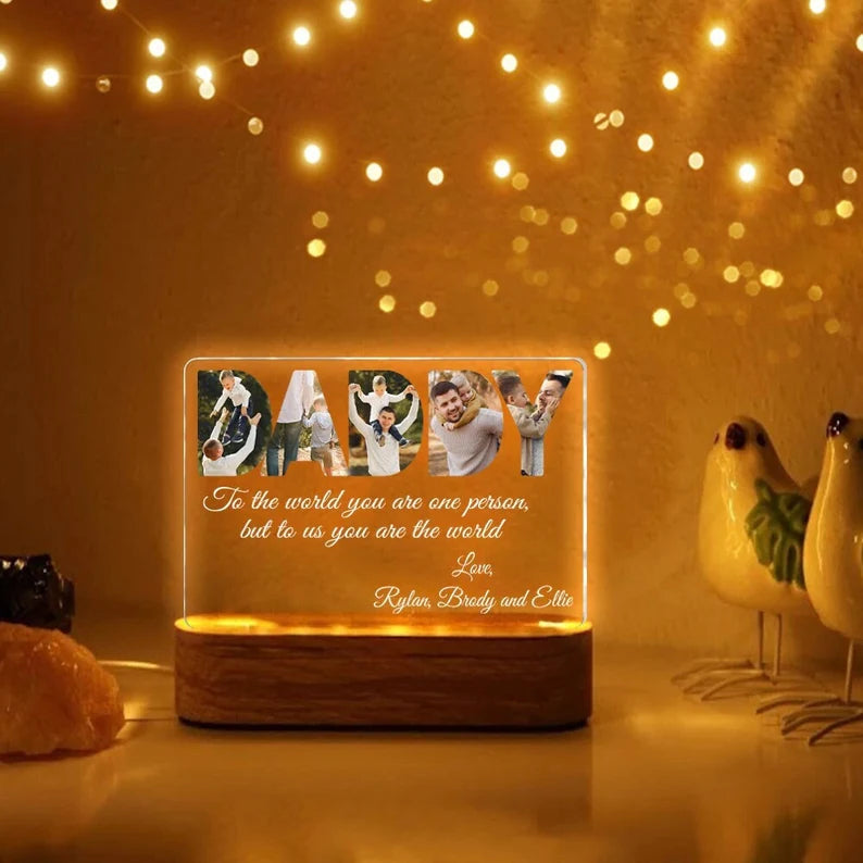 Personalized Dad Night Light, Custom Dad Photo Collage Gift, Father's Day Gift, Gift For Husband, Gift For Dad, Best Dad Gift. FDBILUMIE17