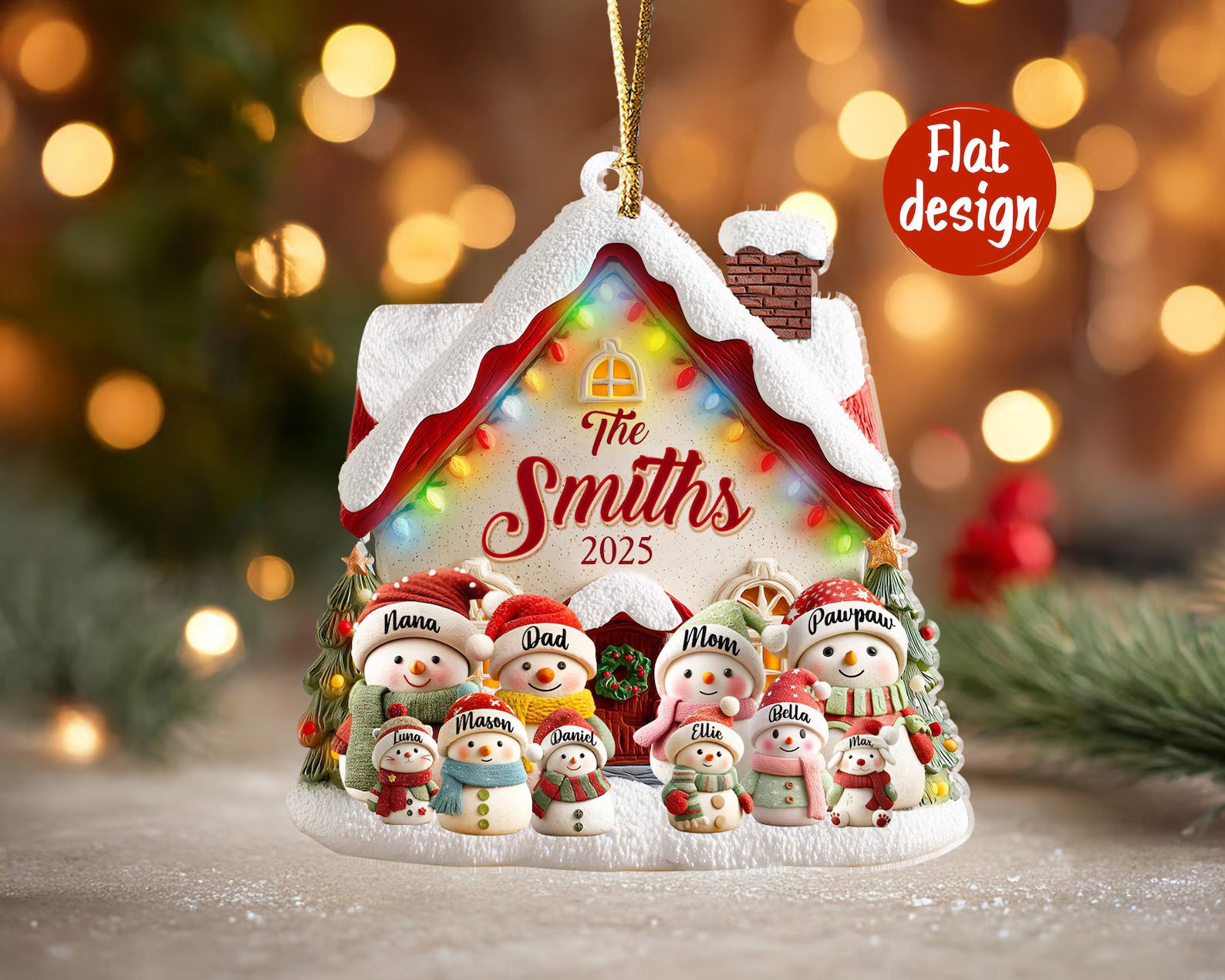 Custom Snowman Family Christmas Ornament, Custom Family of 3 to 10 with Pets Ornament, Gift For Grandparents, Christmas Tree Decor COBILUMIE46