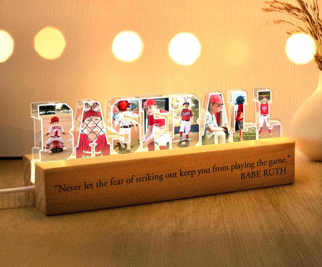 Custom Baseball Photo Collage Night Light, Custom Baseball Player Gift, Gift For Kids, Baseball Lover Gift, Sport Player Gift, Home Decor. NLFRBILUMIE4