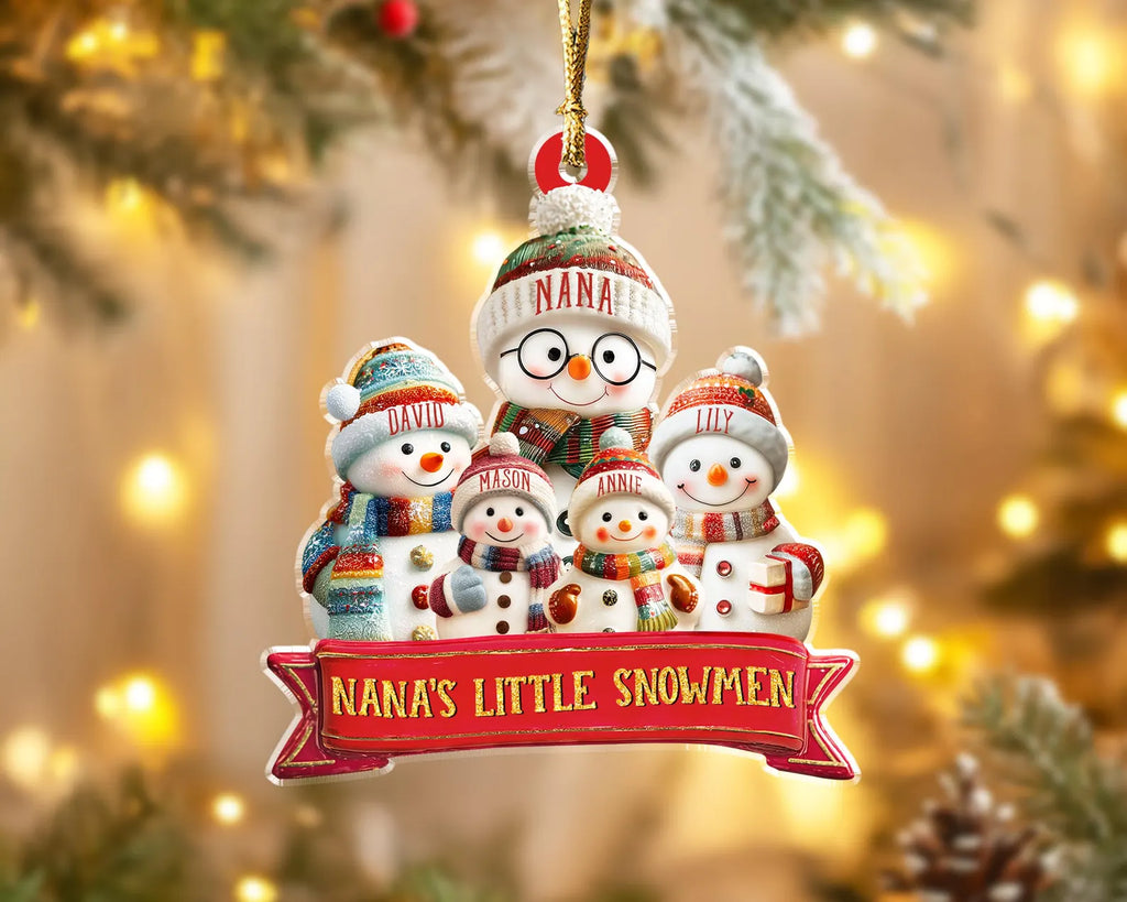 Custom Grandma Snowman Christmas Ornament, Custom Snowman Family Ornament, Grandma Gift, Gift For Grandparents, Christmas Tree Decor COBILUMIE45