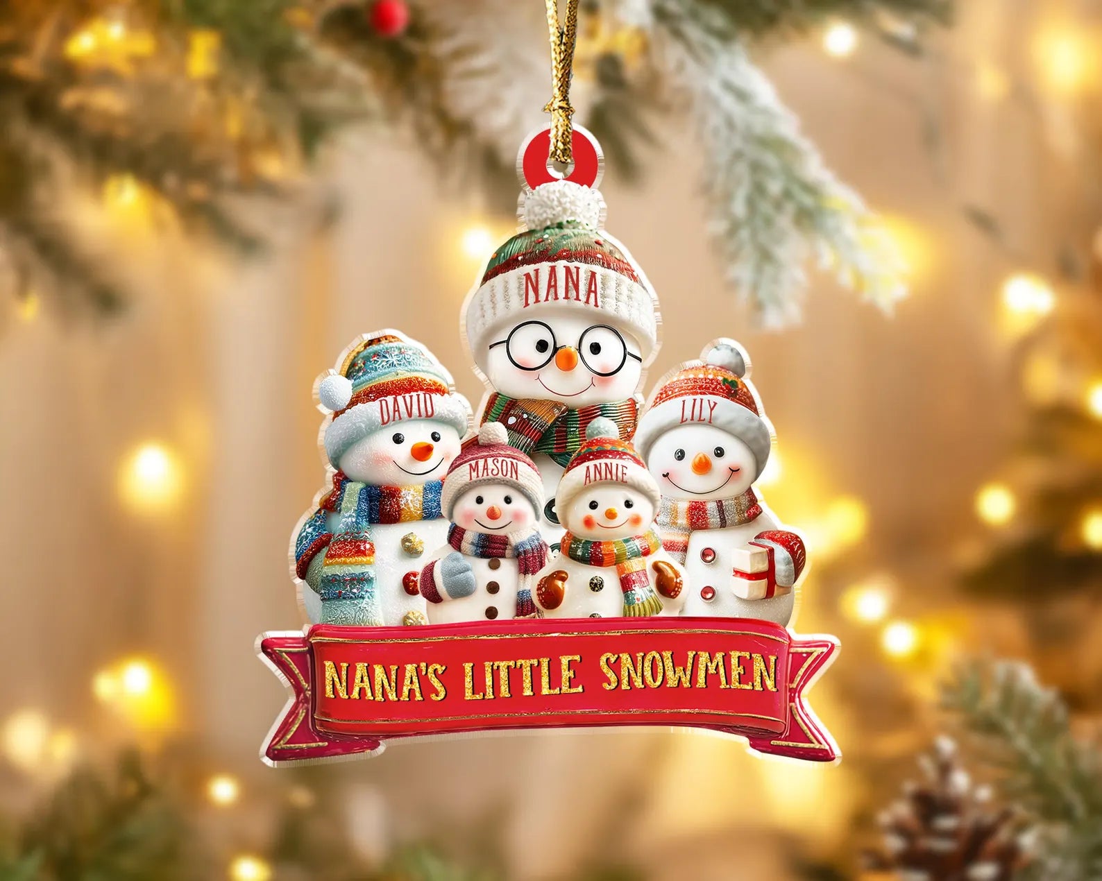 Custom Grandma Snowman Christmas Ornament, Custom Snowman Family Ornament, Grandma Gift, Gift For Grandparents, Christmas Tree Decor COBILUMIE45