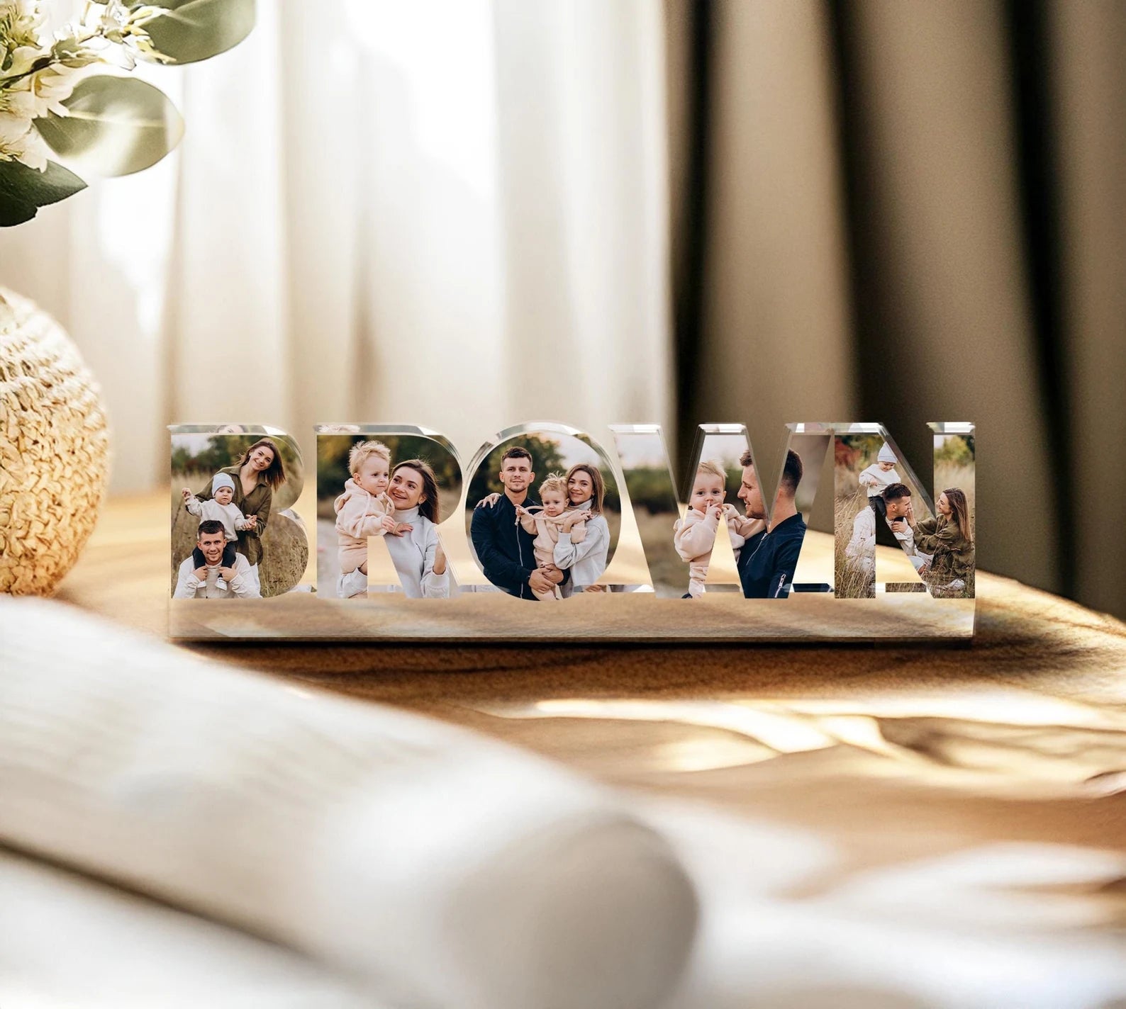 Personalized Family Name Photo Collage Acrylic Block, Family Photo Gift, Anniversary Gift, Gift for Dad, Mom Birthday Gift, Home Decor. FDBILUMIE1