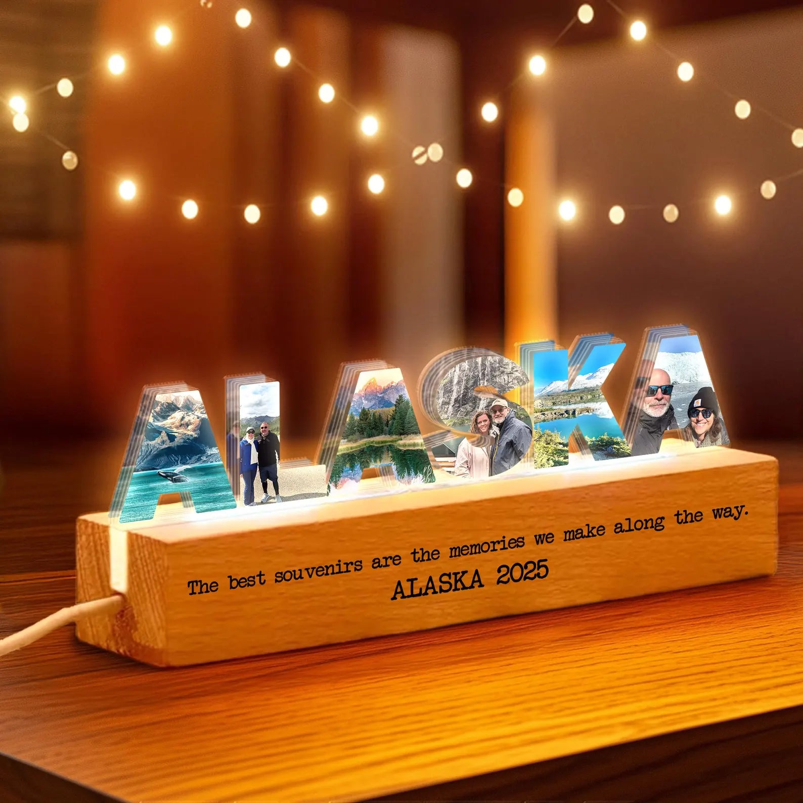 Personalized Travel Photo Collage Night Light, Family Trip Memory Decor, Vacation Memory Gift, Anniversary Gift, Travel Gift for Couples. NLFRBILUMIE13