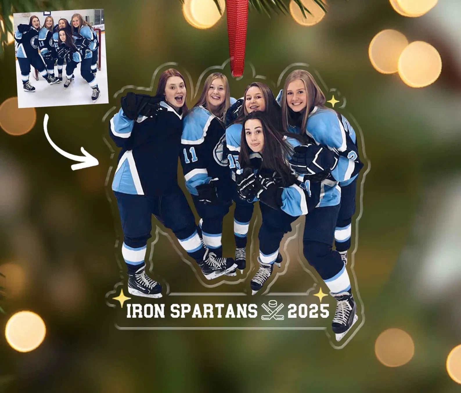Personalized Ice Hockey Christmas Ornament, Sport Photo Ornament, Hockey Player Gift, Hockey Team Gift, Hockey Coach Gift, Christmas Decor. COBILUMIE67