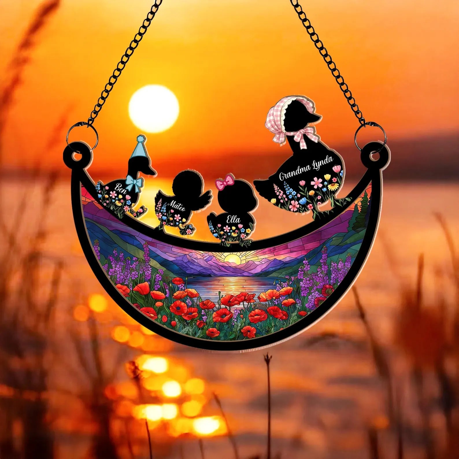 Custom Grandma Duck Suncatcher, Custom Mom Gift from Kids, Mother's Day Gift from Grandkids, Duck Family Gift, Window Hanging. MDBILUMIE5