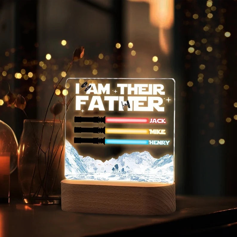 Personalized Dad Night Light With Kids Names, I Am Their Father Gift, Father's Day Gift, Best Dad Gift, Gift For Husband, New Dad Gift FDBILUMIE21