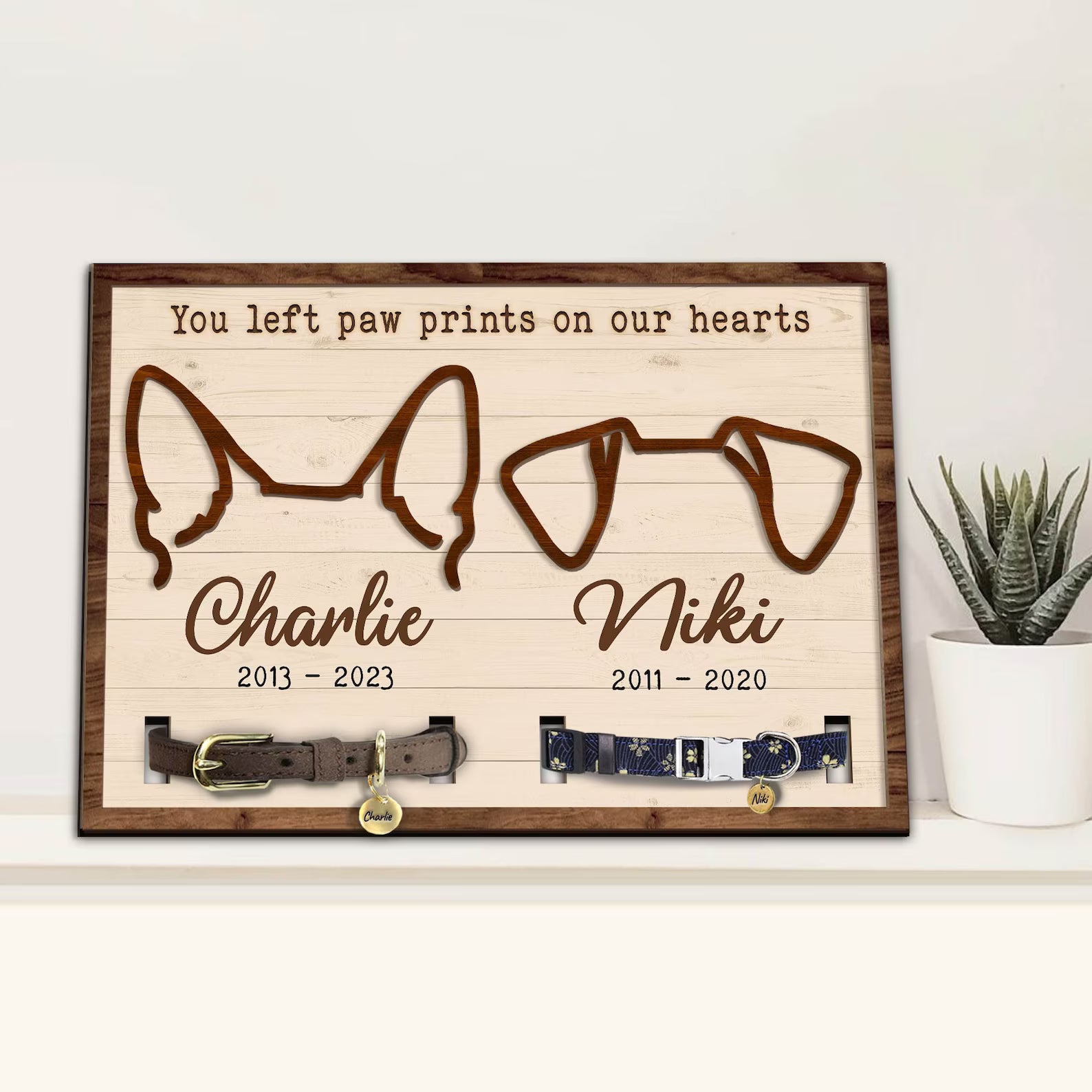 Personalized Pet Memorial Collar Frame, Custom Dog Ears Frame, Custom Dog Memorial Sign, Loss Of Dog Sympathy Gift, Pet Memorial Gift. PTBILUMIE9