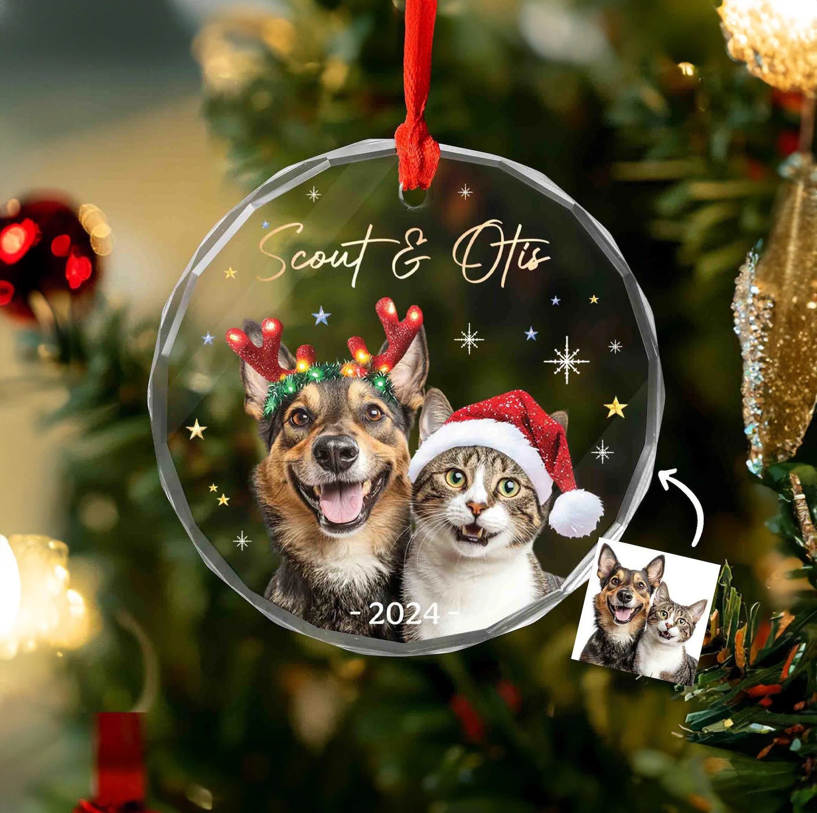 Personalized Funny Pet Glass Ornament, Dog Christmas Gift, Pet Christmas Ornament, Pet Lovers Gift, Cat Mom Gift, Christmas Decoration. COBILUMIE72
